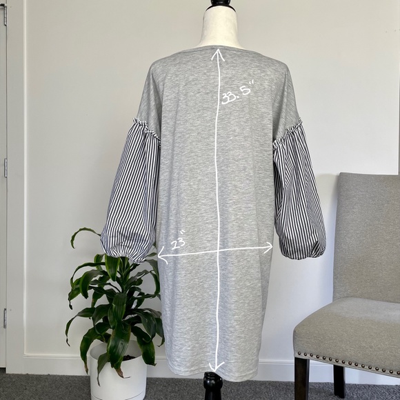 **SOLD**Como Vintage Grey Jersey Puff Sleeve Dress. Size M - Picture 10 of 10